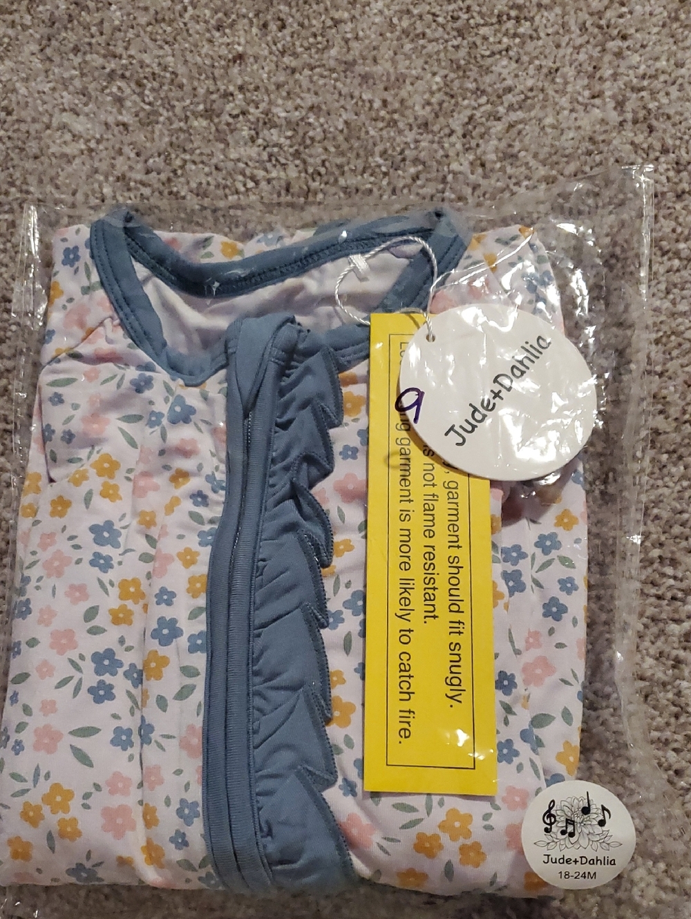 Jude+Dahlia Floral Bamboo Zippy Size 18-24 Months